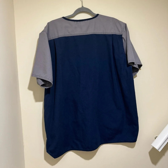 Men’s Carhartt Brand Short Sleeve Blue and Grey Scrub Work Baggy Top Size L - Picture 10 of 13